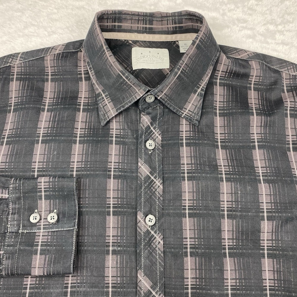 Indigo Palms Denim Co. Men's‎ XL Shirt Brown Plaid Long Sleeve 100% Cotton
